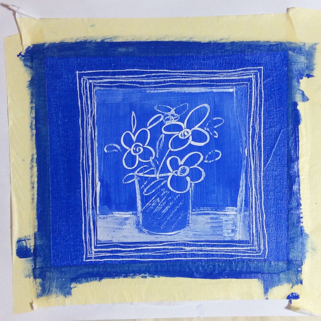 Small, blue painting,