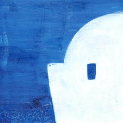 white cycladic house blue sky