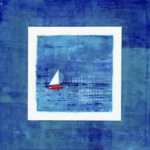 red white sailing boat painting print