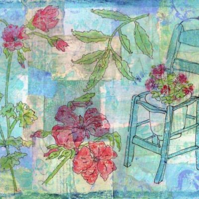 blue collage geraniums garden