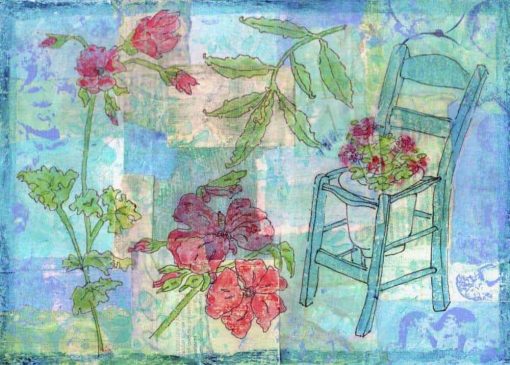 blue collage geraniums garden