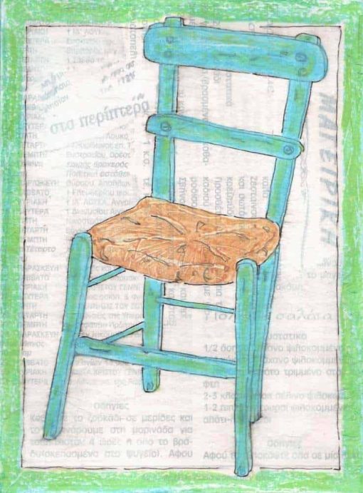 greek taverna chair canvas print