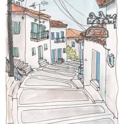 watercolour drawing painting greece