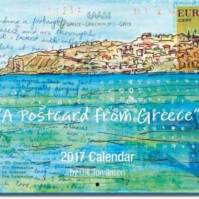 postcard from Greece art calendar seaside painting