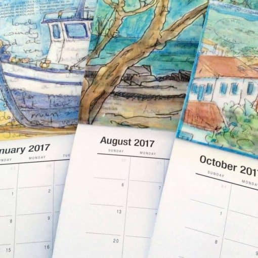 Greece art calendar pages paintings