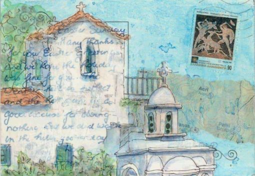 Chapel painting Greece postcard art