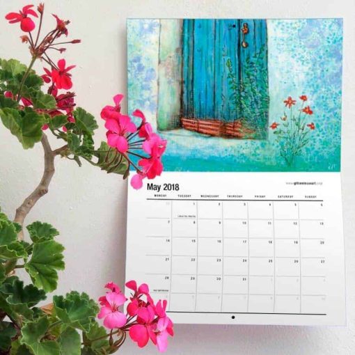 May 2018 blue door painting art calendar