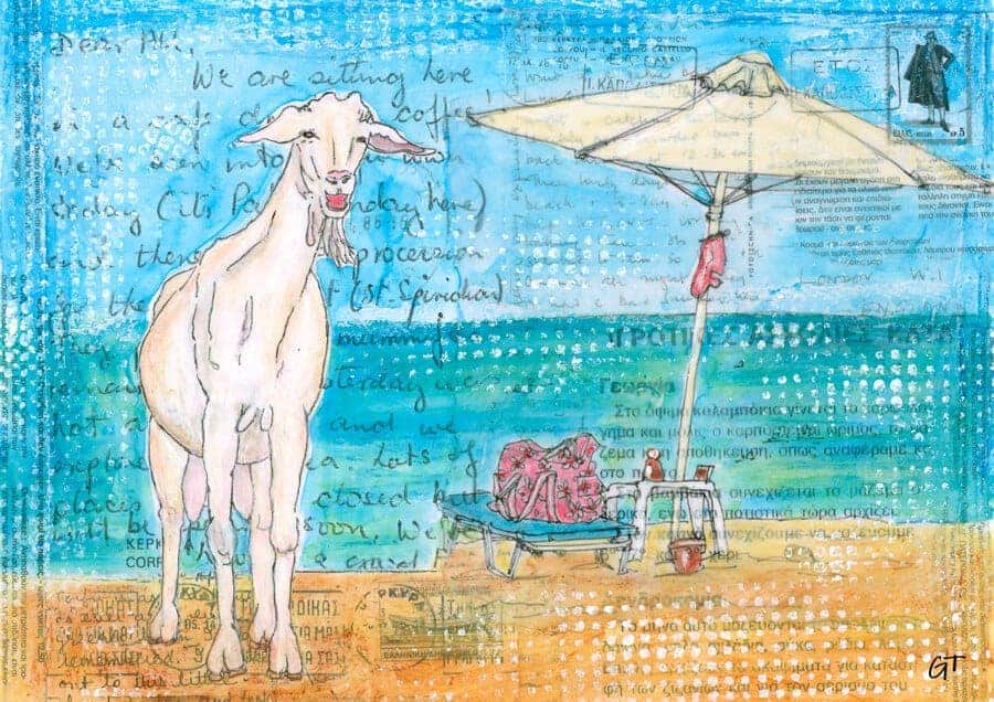 holiday goat painting gill tomlinson art
