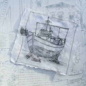 sketches greece fishing boats villages